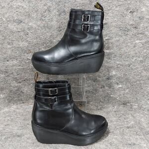 Dr. Martens Caitlin Boots Women's Size 10 Black Platform Wedge Leather Grunge